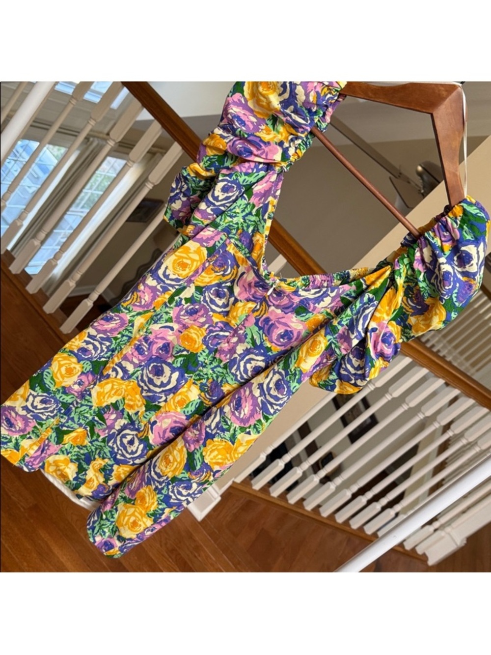 ZARA floral print corset style dress with puff sleeves - Picture 10 of 11